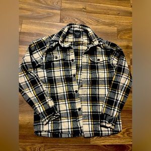 Abercrombie & Fitch Quilted Fleece Jacket Oversized Button Up Shacket Mens L
